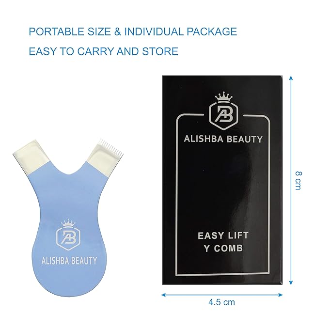 ALISHBA BEAUTY STAINLESS STEEL EASY LIFT Y-COMB SHAPE LASH LIFT BRUSH LASH LIFT PERM TOOL, TINT TOOL, EYELASH LIFT & MAKEUP BEAUTY TOOL FOR LASH GRAFTING YCOMB TOOL (SKY BLUE)