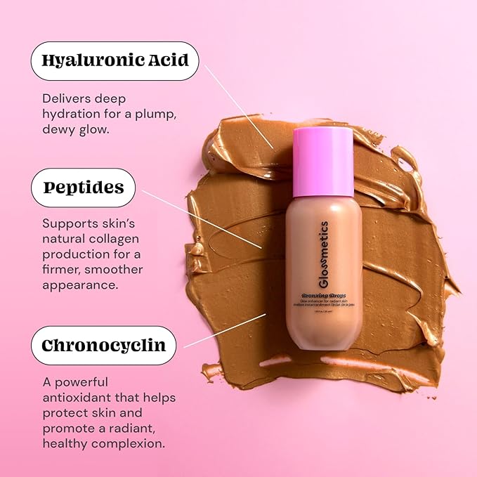 Glossmetics Sun-Kissed Glow Duo. Brightening and Moisturizing Bronzing Drops and Liquid Blush for Cheeks Makeup and Skincare for a Radiant Sun-Kissed Look! Liquid Bronzer and Dewy Blush, Pack of 2