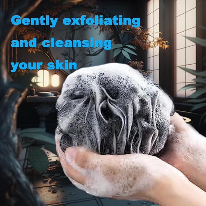 Black Bath Shower Loofah Exfoliating Body Back Scrubber Sponge for Women Men 60g (1 Pack)