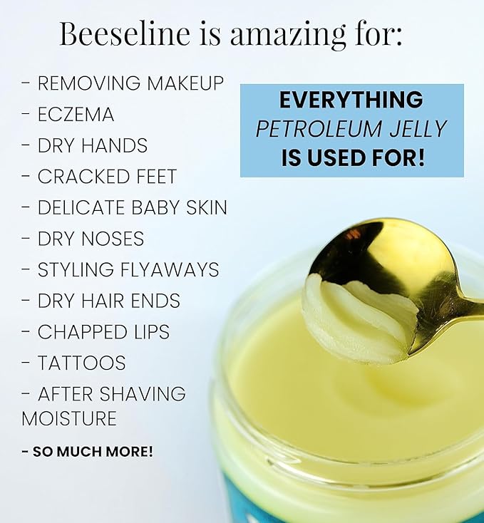Beeseline Original Unpetroleum - 100% Natural & Hypoallergenic Alternative to Petroleum Jelly - Lips, Hands, Baby, Makeup Remover and More (4 Ounce)