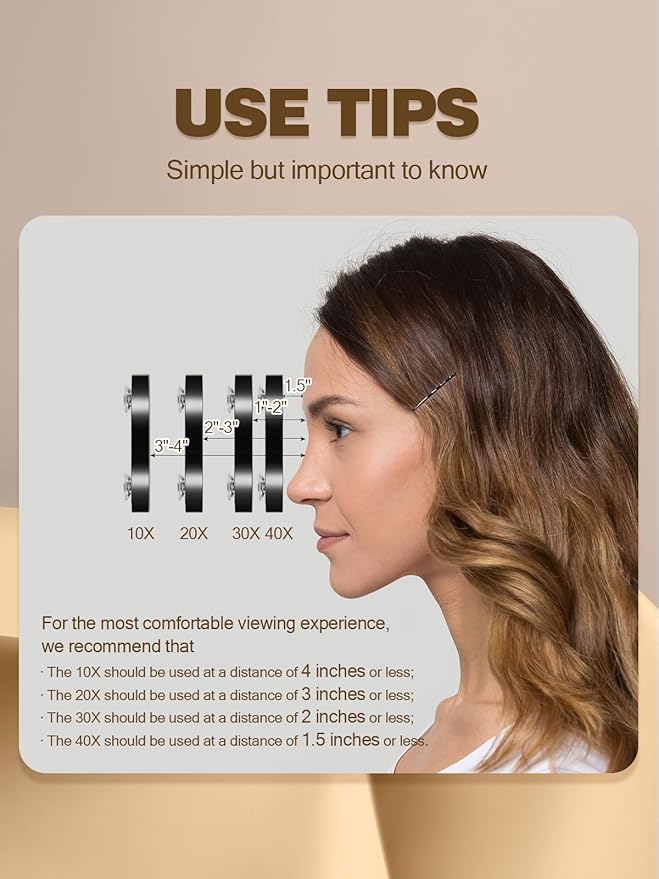 30X Magnifying Mirror with 2 Suction Cups, 3.5 inches Magnified Makeup Mirror and Slant Tweezers,Grey,1PC