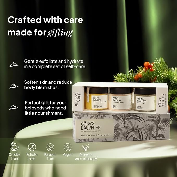 COBA’S DAUGHTER Luxury Spa Gift Set – 7-Piece Bath & Body Set with Rattan Case, Body Wash, Bubble Bath & Scrub – Premium Holiday, Birthday, housewarming, bridal shower & Self-Care Gift