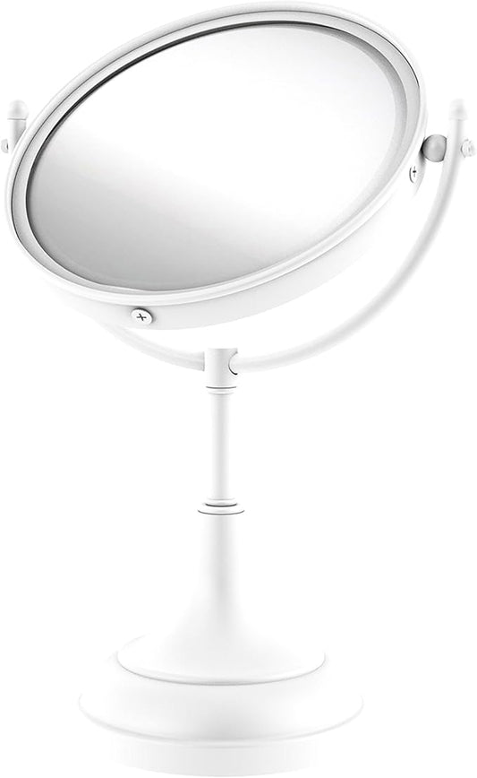 Allied Brass DM-2/3X 8 Inch Vanity Top 3X Magnification Make-Up Mirror, Matte White