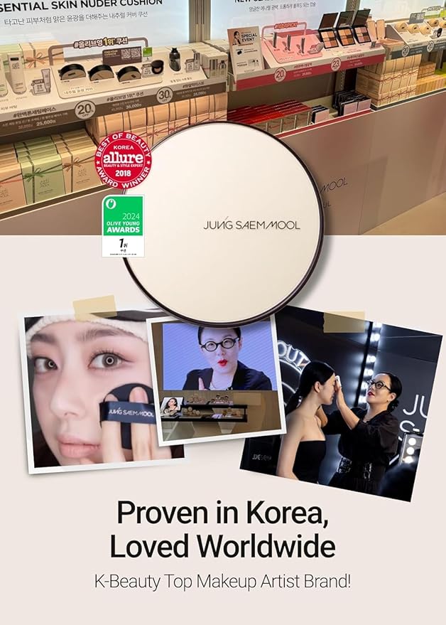 [JUNGSAEMMOOL OFFICIAL] Essential Skin Nuder Cushion (Fair) | Refill Not Included | Natural Finish | Buildable Coverage | Makeup Artist Brand | Cream Foundation