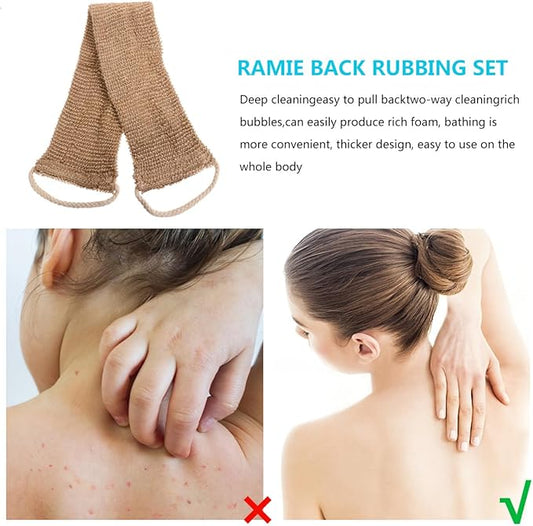 2pcs Ramie Back Strip Gloves Massage Towels Bath Scrubber for Body Cleaning Scrubber Bath Sponges for Shower Cleaning Towels Deep Clean Body Brush Plant Brown Bath Towel Spa