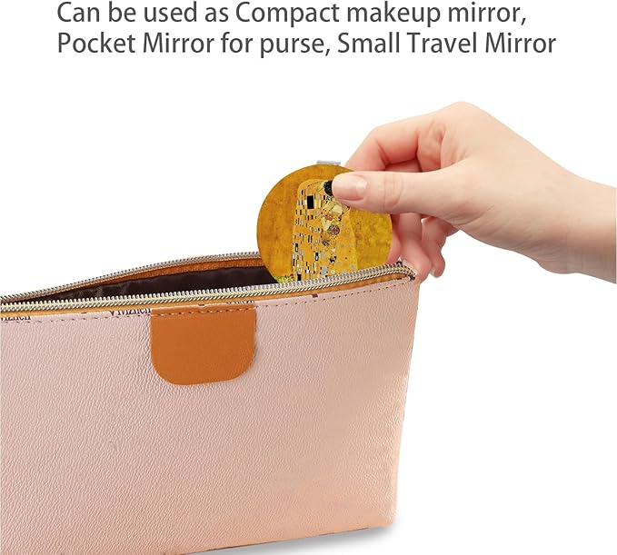 Pocket Mirror, 2 Pcs Round 2.8” PU OilPainting Style Double Sided 1X/3X Purse Compact Mirrors (OP01OP02)
