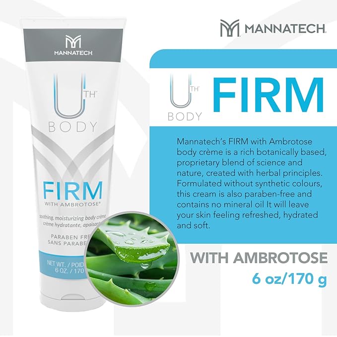 Mannatech Moisturizing Body Cream, Firm with Ambrotose 6oz. Moisturizer for Dry Skin, Refresh, Hydrates, and Softens Whole Body, Mild Formula, Paraben-Free, Moisturizing Cream For All Skin-Types