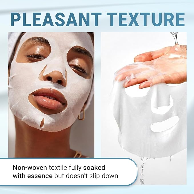 24 Pack of Hyaluronic Acid Face Mask with Peptides Complex - Deep Hydrating & Brightening Facial Sheet Mask - Moisturizing Face Masks Skincare Facial Sheets for All Skin Types