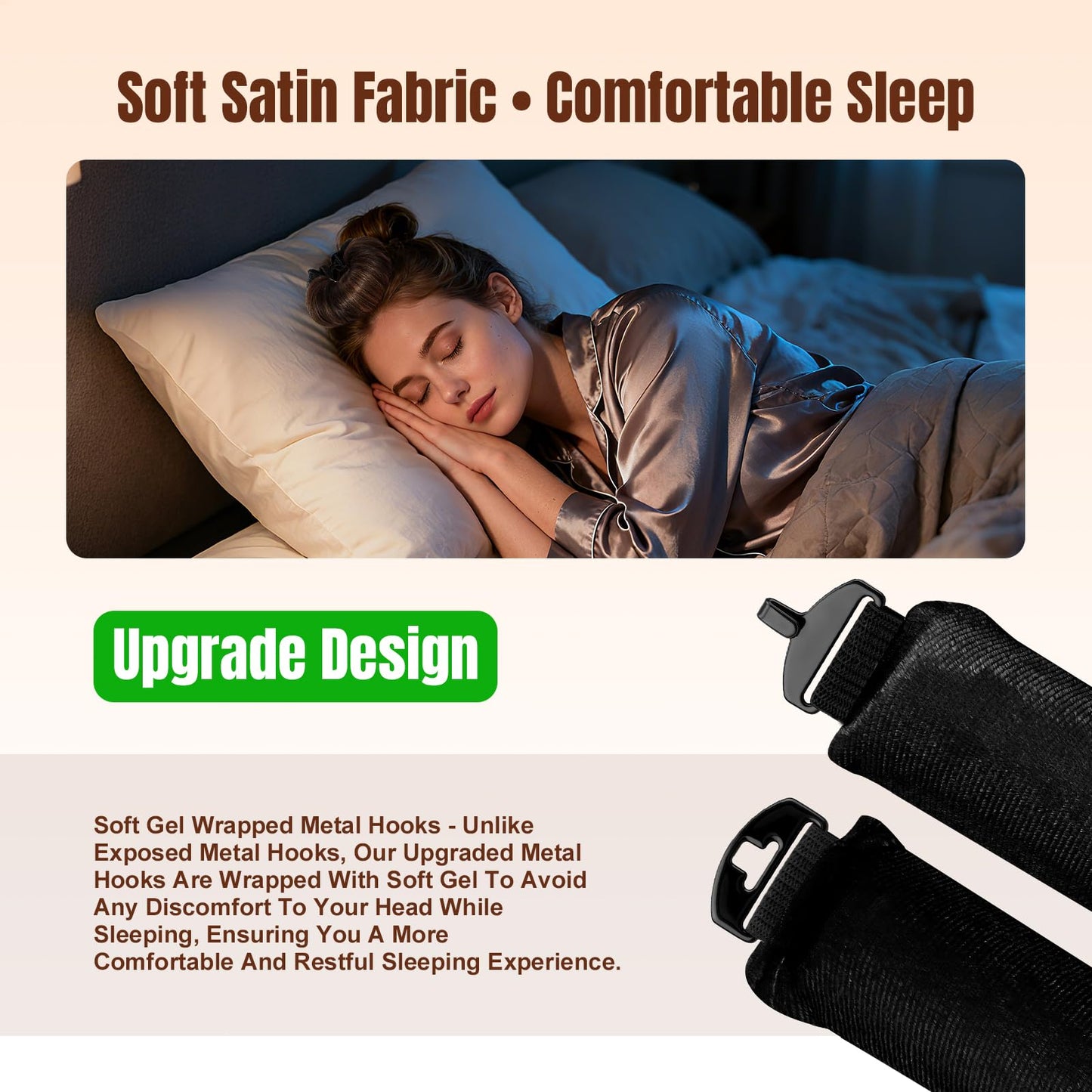 BLAAROOM Overnight Heatless Hair Curler Satin Jumbo Flexi Overnight Curls Blowout Rods 3pcs No-Heat Styling Tools Curling Rod To Sleep In for All Hair Types - Black