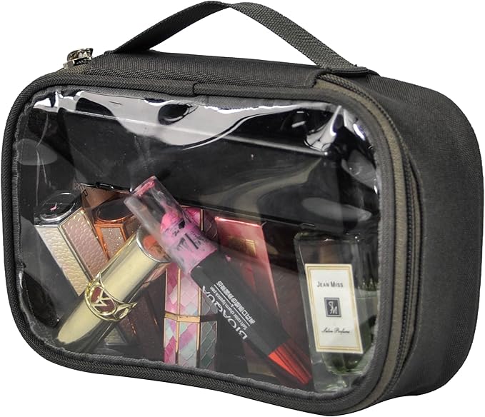 3pcs Pack TSA Approved Travel Pro Beauty Makeup Kits Cosmetic Organizers Case Clear Utility Pouch Combo Set Bag with Zipper & Handle (Grey)