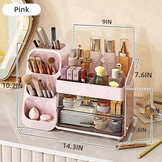 Makeup Organizer with Drawers for Vanity,Spacious Cosmetic Display Case,Perfect Storage Solution for Your Beauty Essential(Pink)