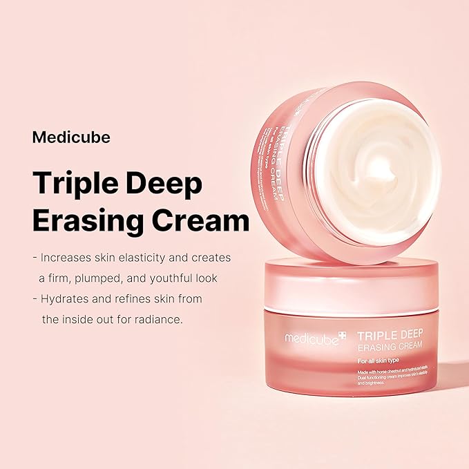 medicube Triple Collagen Cream - Hydrating & Firming Moisturizer with Hyaluronic Acid, Premium Elastin, Shea Butter - Wrinkle Care & Boosts Elasticity - Korean Skincare, 1.69 oz