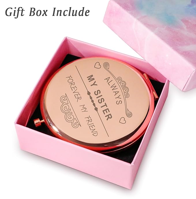 Friendship Gifts for Women Girls, Personalized Compact Mirror, Mothers Day Birthday for Gifts for Female Friends Bestie Bestfriend, 2025 Graduation Gifts for Her Middle High School College