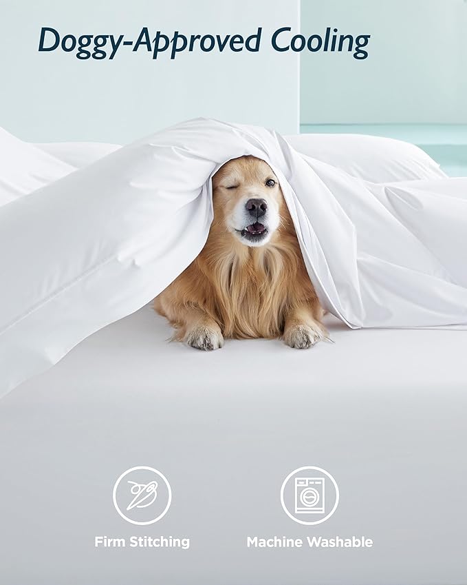 Breescape Cooling Sheet Set Cal King Size - BlendTek™ Dry & Cool Technology for Hot Sleepers and Night Sweats, Q-Max>0.46 Tech, Deep Pocket Up to 18", 360° Elastic Band, Snow White