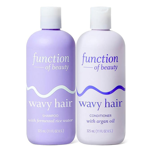 Function of Beauty Wavy Hair Shampoo & Conditioner Set - Sulfate-Free Shampoo & Conditioner Duo for Natural Wavy Texture - Lightweight, Anti-Frizz, Strengthening & Hydrating - Hair Care Products