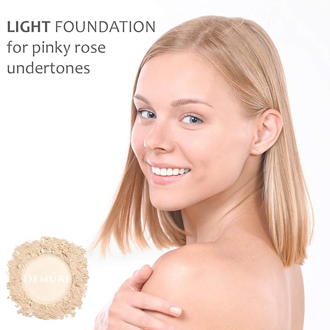 Demure Light Mineral Foundation - Loose Face Powder, Natural Makeup with Pure Crushed Minerals