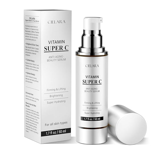 Vitamin C Serum for Face, Anti Aging 20% Super C Serum With Vit C Hyaluronic Acid, Vitamin E, Peptides, Collagen for Dark Spot Remover for Face, tighten, firming, lift, Brightening-1.7 Fl Oz