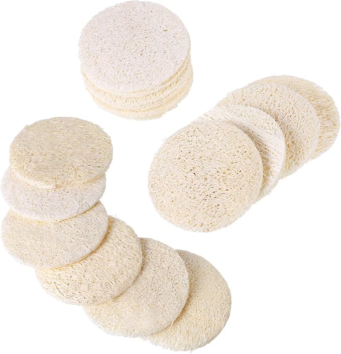 Frcolor 50 Pcs Loofah Face Pads Exfoliating Loofah Sponges Makeup Remover Reusable Soft Facial Skin Care Scrub Wash Pads