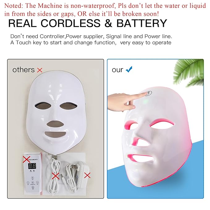 Red Light Therapy Mask for Face, Blue Red LED Light Therapy Device, 7+1 Colors LED Facial Skin Care Mask At Home, USB Rechargeable,Portable