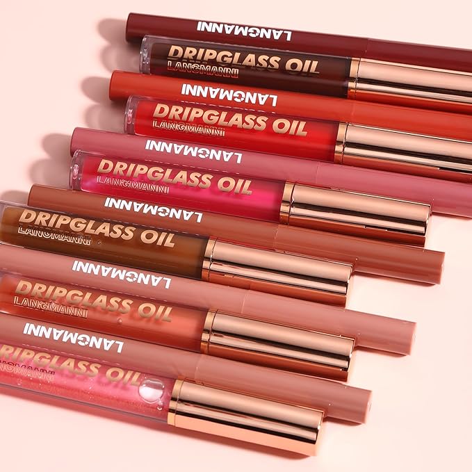 6pcs Hydrating Lip Oils + Lip Liner Pencil Lip Combo Sets, 24H Long-Lasting Lip Kit with Lip Liner and Gloss, Nourishing, Non-Sticky Tinted Stain Lip Gloss Plumping Lip Oil Set for Women(Set B)