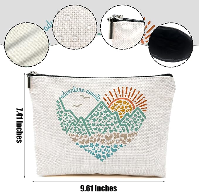 2pcs Camping Gifts for Women Makeup Bag, Travel Essential Cosmetic Bag Camping Essentials Birthday Gifts for Women Female Girls Sister BFF, Outdooor Enthusiasts Toiletry Bags