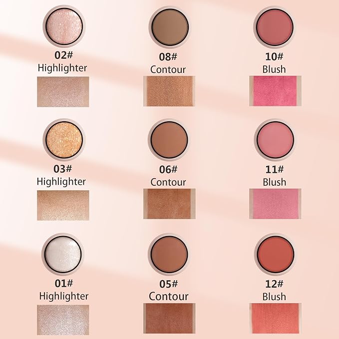 3Pcs Cream Contour Sticks Kit, Highlighter Stick Blush Stick Cream Contour Kit Makeup Set with Brush,Face Brightens & Shades Contour Stick Waterproof for Women Girls(9507-03-06-11, B)