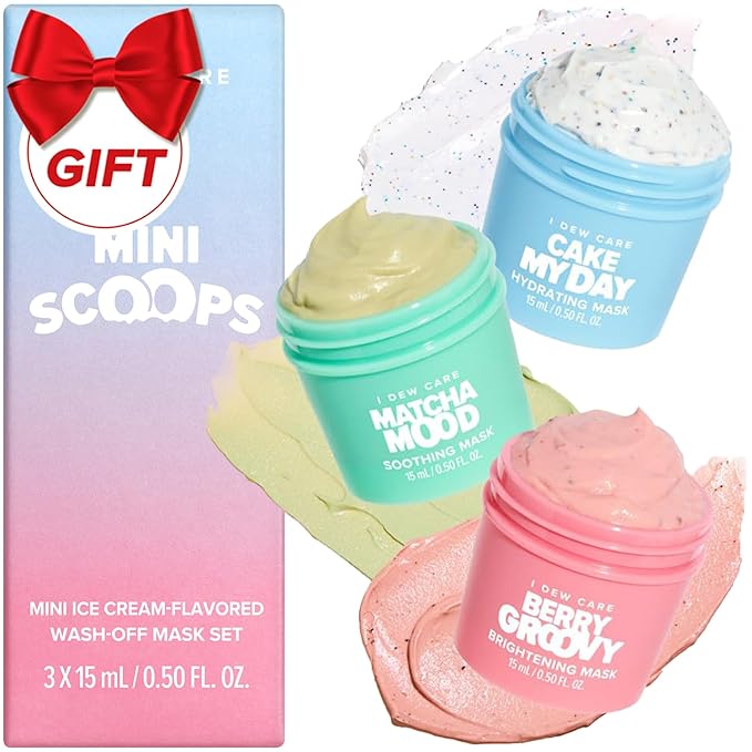 I DEW CARE Wash Off Face Mask Skincare Gift Set - Mini Scoops | Facial Masks, Matcha, Korean Skincare, Pore Cleansing Mask, Cruelty-Free, Travel Size, Mini Set, Stocking Stuffers, Teen Girl Gift Set