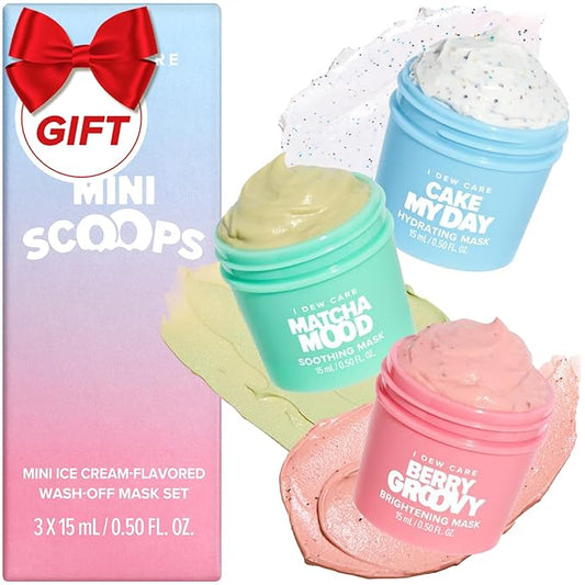 I DEW CARE Wash Off Face Mask Skincare Gift Set - Mini Scoops | Facial Masks, Matcha, Korean Skincare, Pore Cleansing Mask, Cruelty-Free, Travel Size, Mini Set, Stocking Stuffers, Teen Girl Gift Set