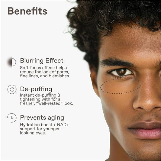 Under Eye Gel for Men, Caffeine Eye Cream, Peptides, RejuveNAD, Instant Tightening, Brightening, Depuffing for Under Eye Bags, Blurs Fine Lines and Dark Circles, 0.5 Fl Oz