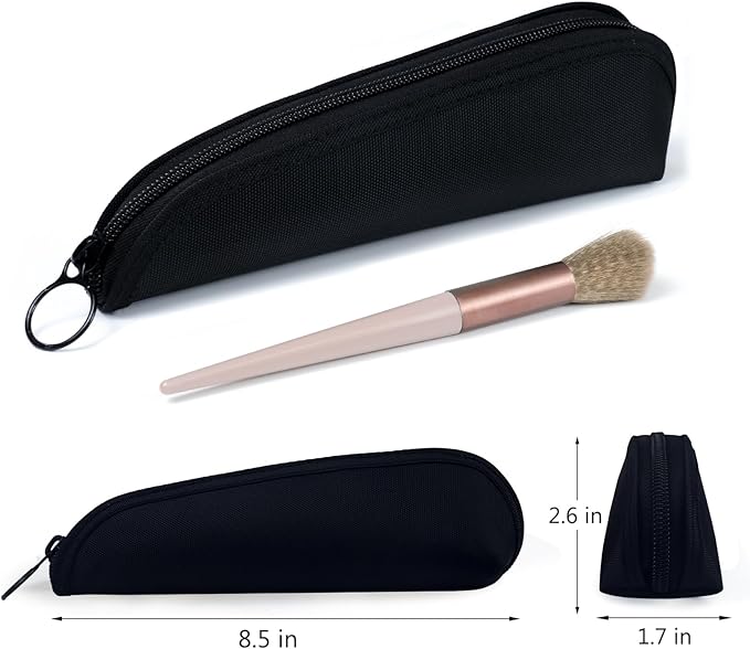 Aosbos Travel Makeup Brush Holder Bag, Small Cosmetic Pouch Organizer for Make Up Brush Traveling Case, Black Multi-functional Pouch