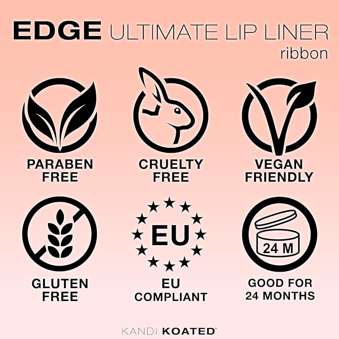 Kandi Koated Edge Lip Liner Pencil [Ribbon] Vegan Lip Liner | Paraben-Free, Cruelty-Free Formula with Vitamin E and C | Beauty & Makeup