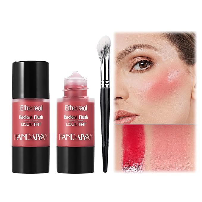 Liquid Blush for Cheeks, Blendable Cheek Tint, Long-lasting Liquid Blush with Naturally Radiant Finish, Daily Use Makeup Blush Drop with Brush-DREAMY
