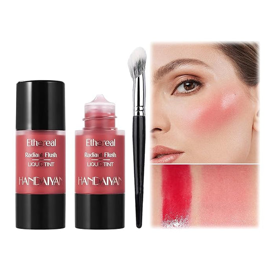 Liquid Blush for Cheeks, Blendable Cheek Tint, Long-lasting Liquid Blush with Naturally Radiant Finish, Daily Use Makeup Blush Drop with Brush-DREAMY