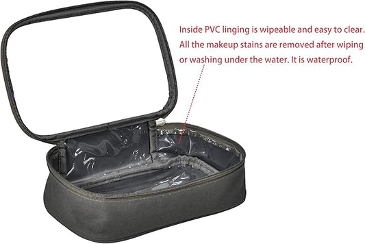 3pcs Pack TSA Approved Travel Pro Beauty Makeup Kits Cosmetic Organizers Case Clear Utility Pouch Combo Set Bag with Zipper & Handle (Grey)