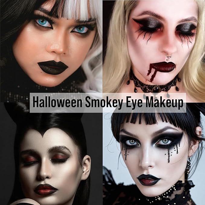 Black Smokey Eyeshadow Makeup Palette, Dark Smoky Eye Shadow Palettes for Halloween Goth Make up Glitter Shimmer Matte Pallets, Midnight Masquerade 21 Colors Brown Neutral Naked, Talc Free