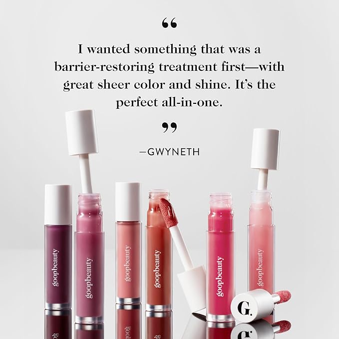 goop Beauty Hydra-Barrier Gel Gloss | Hydrating Lip Gloss to Moisturize & Plump Lips | Hyaluronic Acid & Vitamin E | Tulip - Sheer Hot Pink | 0.13 oz