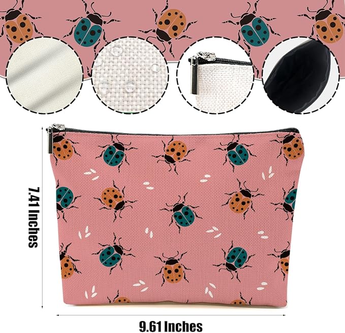 Beetle Insect Makeup Bag Insect Lovers Gifts Cosmetic Bag Beetle Themed Gifts for Women Girls Friend Daughter Entomologist Gift Travel Organizer Zipper Pouch Graduation Birthday Friendship Gifts