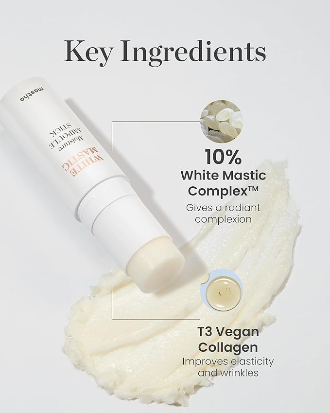 MASTINA White Mastic Moisture Ampoule Stick 0.35oz Wrinkle Reduction Elasticity Moisturizing Radiance Multi Balm Korean Skin Care Serum Stick for Face Lips Eyes Neck Vegan Collagen
