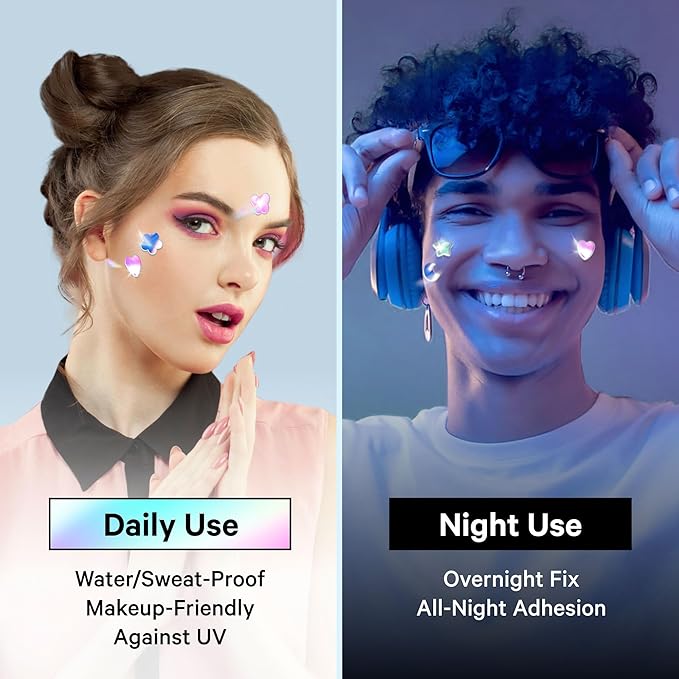 Sosky Hologram Pimple Patches for Face, Hydrocolloid Acne Patches with Salicylic Acid, Cute Star Zit Stickers,Colorful Blemish Covers,48 Count Blue Star Butterfly