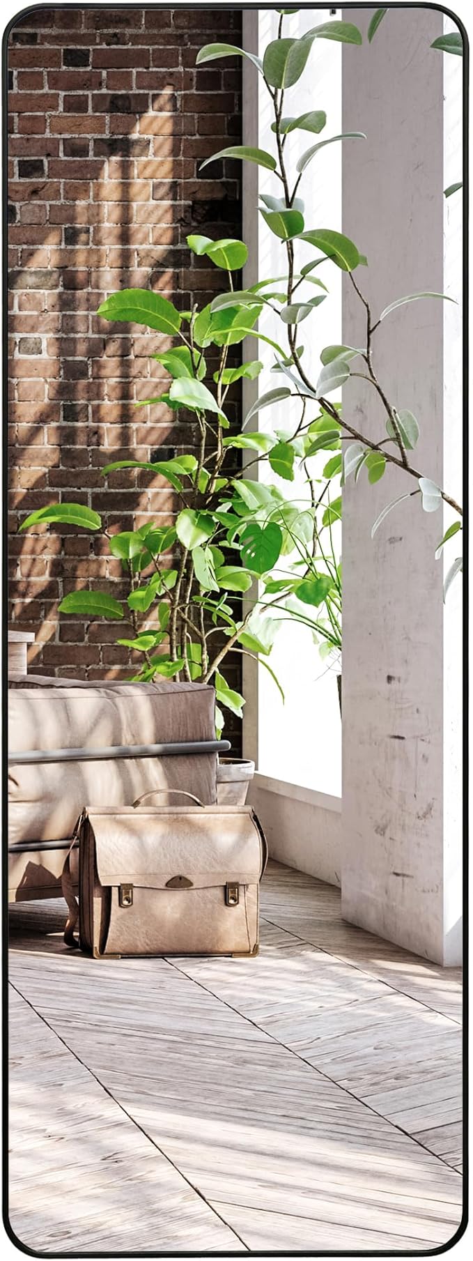 Americanflat 21x58 Full Length Mirror with Stand - Standing Mirrors with Durable Frame - Modern Mirror for Bathroom, Bedroom, Living Room - Mirrors for Wall Display and Home Decor - Black