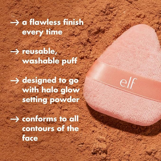 e.l.f. Halo Glow Powder Puff, Soft, Reusable Powder Puff For Applying Loose Or Pressed Powders, Easily Conforms To The Face, Vegan & Cruelty-free (Pack of 2)