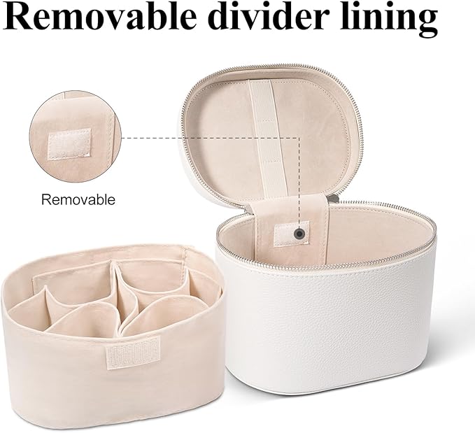 Makeup Bag, Travel Make up Case with Compartments and Handle, Portable Cosmetic Organizer Bags,Toiletry Bag for Women