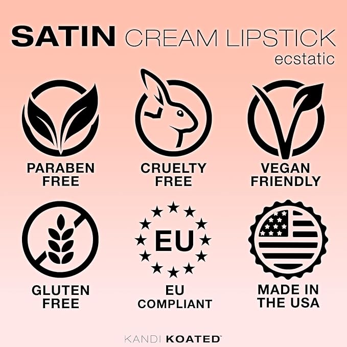 Kandi Koated Satin Lip Color [Ecstatic] Soft & Creamy Lipstick by Kandi Burruss | Rich Colors, Paraben-Free, Cruelty-Free Creme Lipstick | Beauty & Makeup