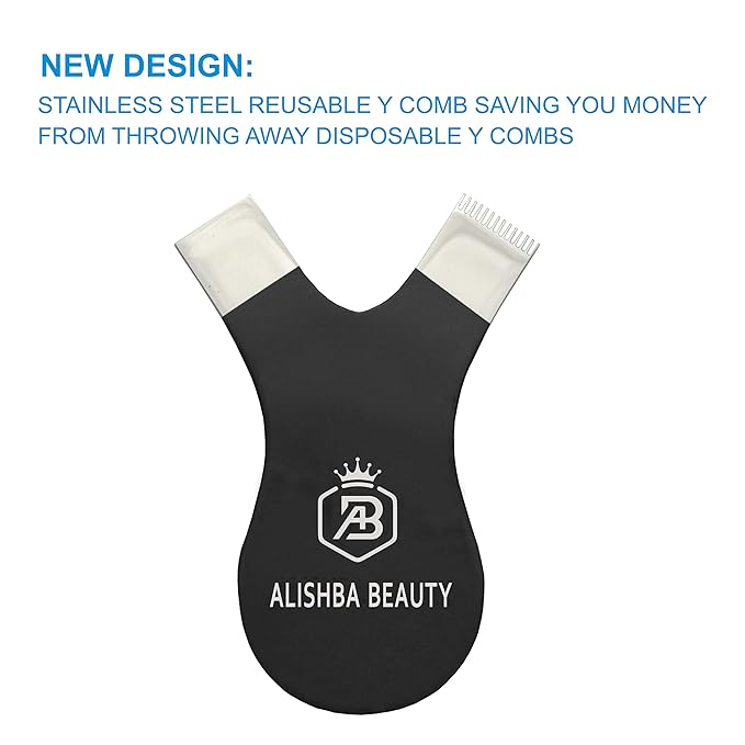 ALISHBA BEAUTY STAINLESS STEEL EASY LIFT Y-COMB SHAPE LASH LIFT BRUSH LASH LIFT PERM TOOL, TINT TOOL, EYELASH LIFT & MAKEUP BEAUTY TOOL FOR LASH GRAFTING YCOMB TOOL (BLACK)