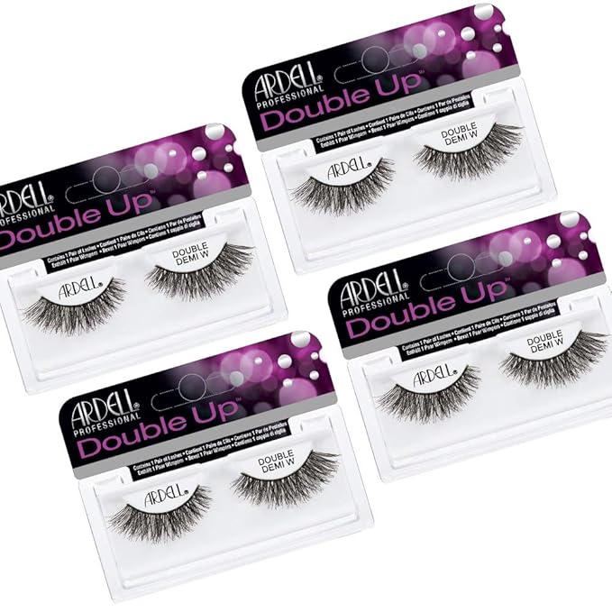 Ardell False Eyelashes Double Up Demi Wispies Eyelashes - Dramatic Volume Demi Wispy Lashes, 4 pairs