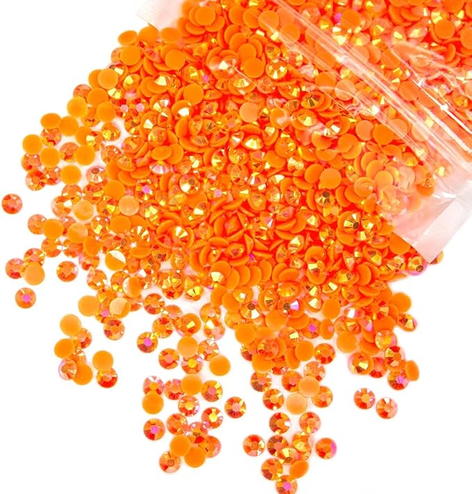 620PCS 6mm Orange AB Resin Rhinestones Orange Red Flatback Jelly Resin Stones Bulk SS30 Diamonds Gems Charms Supplie for Nails Face Eyes Makeup Body Tumblers Bottles DIY Crafts Shoes Clothes