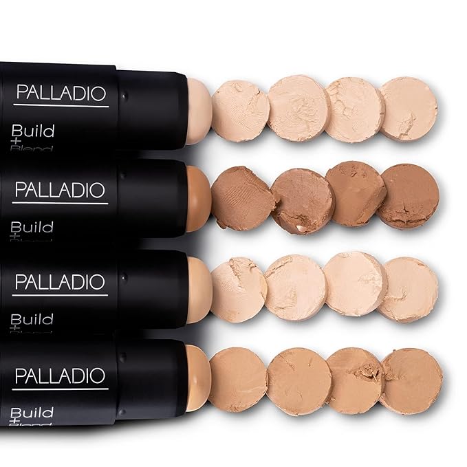 Palladio BUILD + BLEND Foundation Stick, Contour Stick for Face, Professional Makeup for Perfect Look, 0.25 Ounce (Cinnamon)