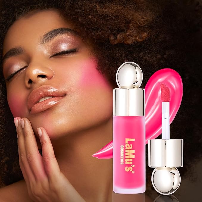 LaMu'S COSMETICS Soft Pinch Weightless Liquid Blush, Long-Lasting Beauty Natural Waterproof Face Liquid Blush For All-Day Wear (Lucky-Hot Pink, 0.25fl.oz/7.5ml)