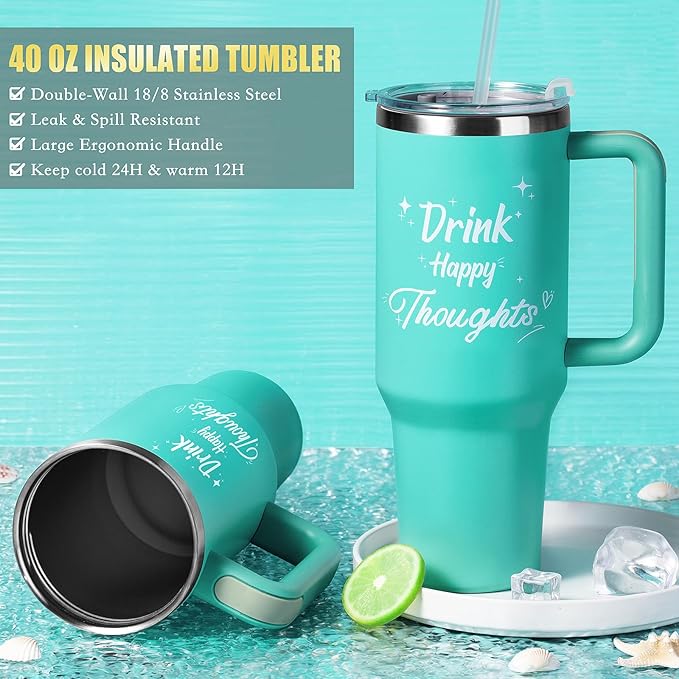 Christmas Birthday Gifts for Women, Self Care Get Well Soon Gift Baskets for Mom Her Sister Wife Girlfriend, Ocean Relaxing Spa Care Package w/Blanket 40 OZ Tumbler - Valentines Mothers Day