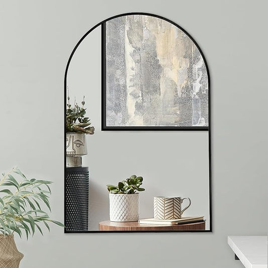 Americanflat 20x30 Arched Mirror - Large Hanging Mirror with Aluminum Frame - Modern Mirror for Bathroom, Bedroom, Living Room - Mirrors for Wall Display and Home Decor - Black